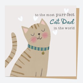 Dotty about Paper Father's Day Card - Cat Dad. Cute, Dog Dad, Pets, Pet card for Dad, Fun, Special Dad, Cat Lovers, Colourful, Envelope Included (3999)