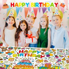 ZMLM Coloring Tablecloth Poster Art and Crafts for Kids, Paper Coloring Banner for Kids Gifts Activity Games Toys Classroom Party Decorations (Birthday)