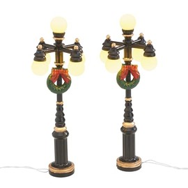 VBS Miniature Street Light X-Mas Set of 2 Illuminated Warm White Plastic with Switch Winter Decoration Christmas Village Model Making