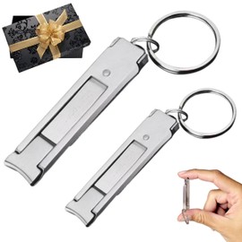 Thin Nail Clipper Flat Slim Keychain, 2 PCS Set for Hand and Foot, Fingernail Toenail Manicure Pedicure Tools Portable Foldable