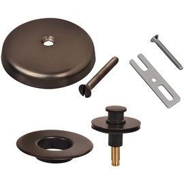AB&A 60171 Tub Drain Trim Kit with Push eN Lift Stopper, One-Hole Overflow Plate, Converter Bar, and Press-in Strainer Cover, Oil Rubbed Bronze