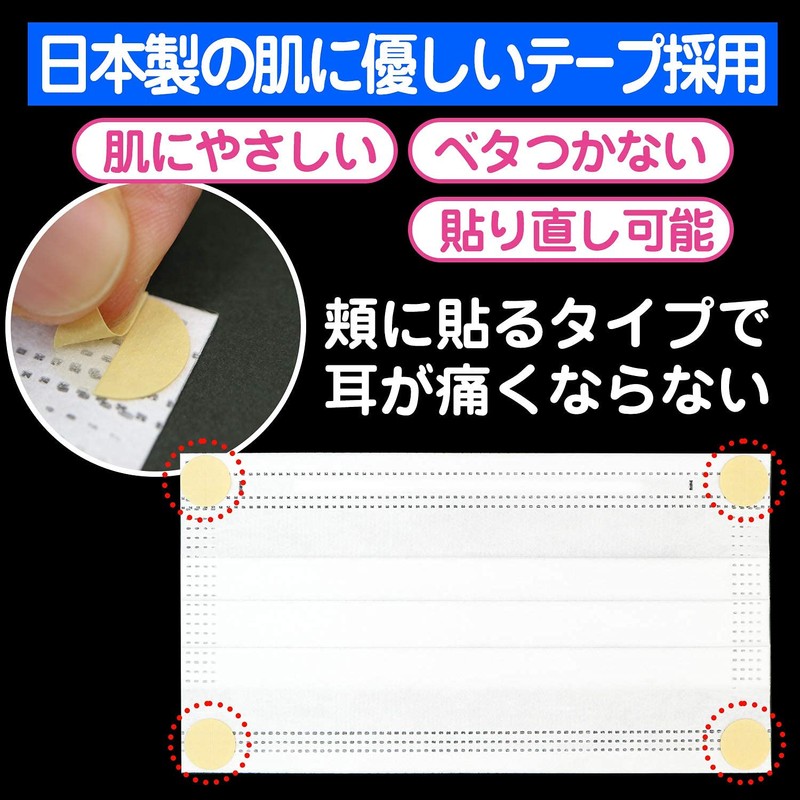 [あんしんや] 貼るマスク ひもなしで耳が痛くならない 男女兼用 貼りなおしOK PFE99％以上【5枚入】