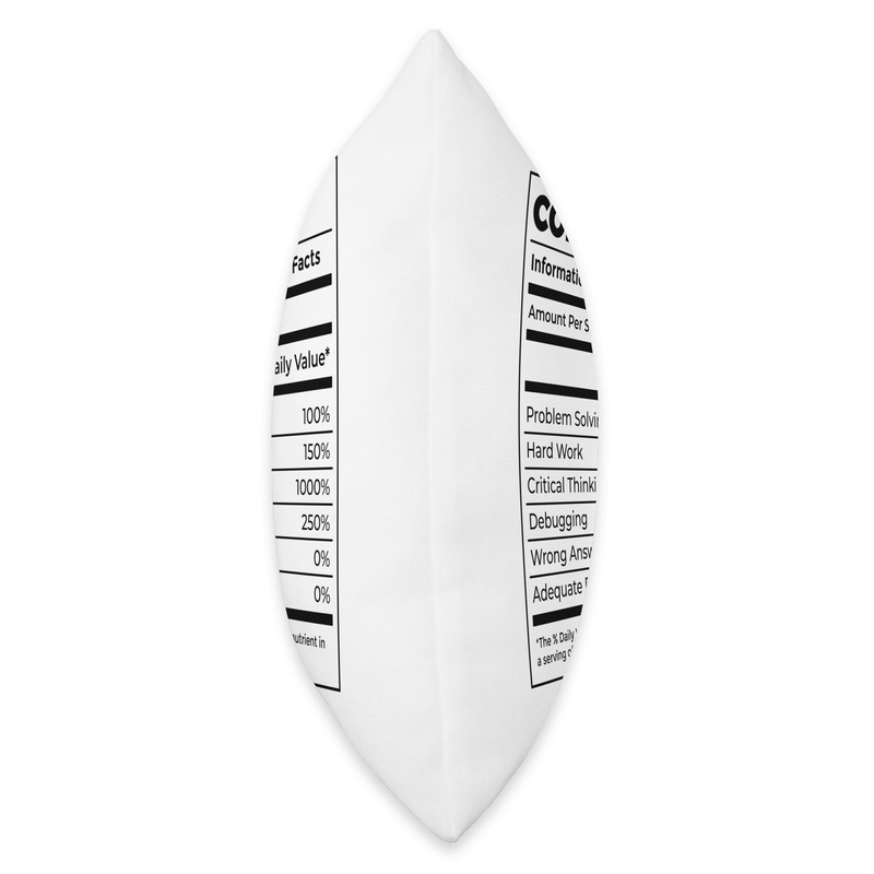 Coder Nutritional Facts Coder Programmer Computer Geek Nerd Throw Pillow