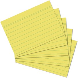 Exacompta 10820SE Pack of 100 Premium Index Cards Lined DIN A7 Ideal for School, Learning Vocabulary and Suitable for Bunnybox Flashcard File 74 x 105 mm Yellow