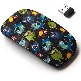 2.4G Wireless Mouse with Cute Pattern Design for All Laptops and Desktops with Nano Receiver - Monster