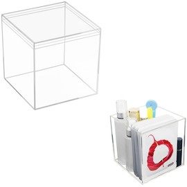 LOVPLAY Acrylic Box Clear Display Boxes with Lids Acrylic Square Cube Decorative Boxes Jewelry Storage Box for Birthday Party