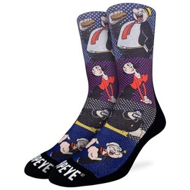 Good Luck Sock Men's Popeye, Comic Book Characters Socks, Adult, Shoe Size 8-13