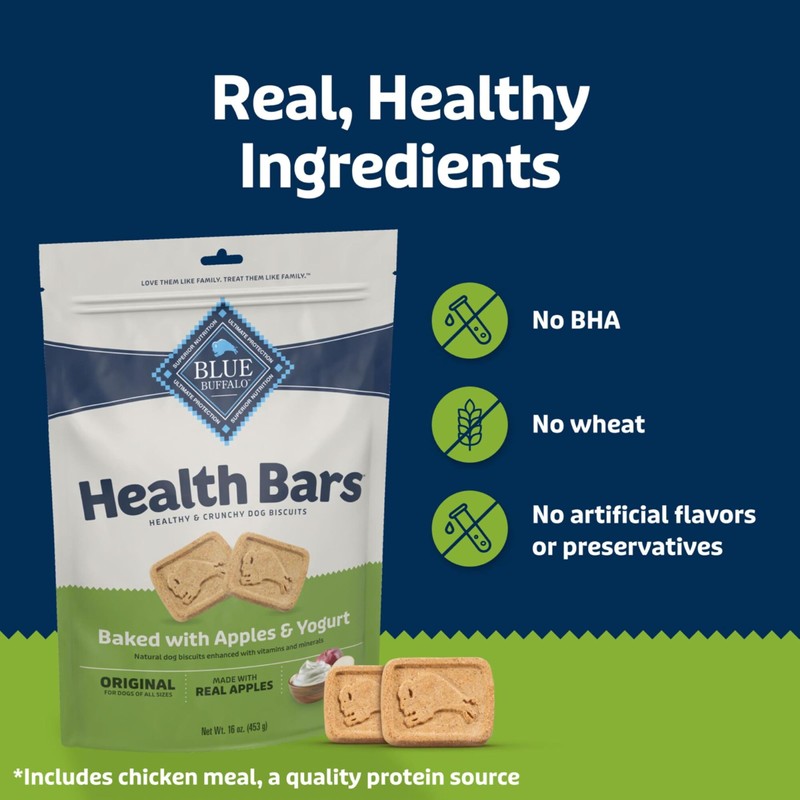 Blue Buffalo Health Bars Mini Crunchy Dog Biscuits, Oven-Baked with