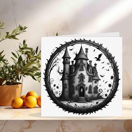 Gothic Haunted Spooky House Greeting Card 145 x 145mm