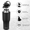 40oz Black Water Bottle Stainless Steel, Keep Cold 24H&Hot 12H,