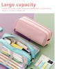 Pen Pencil Case 3 Compartments Canvas Portable Large Capacity Pencil
