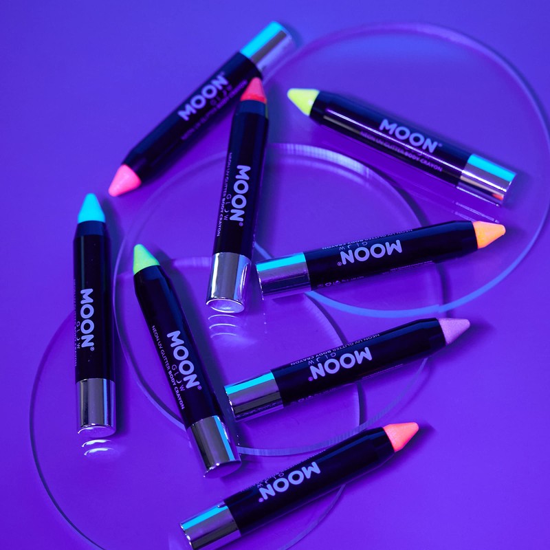 Moon Glow, Neon UV Glitter Face Crayon/Body Chalk Makeup for