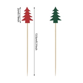 Honbay 100PCS Christmas Tree Cocktail Picks Fruit Food Hamburger Toothpicks Cupcake Toppers Sandwich Appetizer Decorative Skewers Drink Garnish Christmas Birthday Party Decoration Sticks - 2 Colors