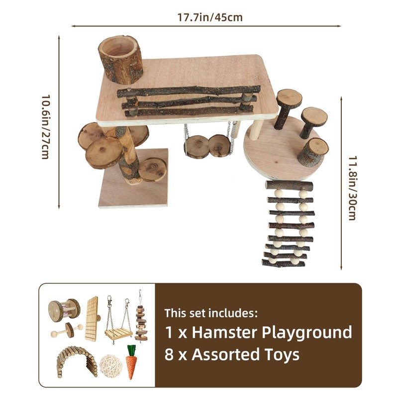 ZYPHOLIE Wooden Hamster Playground (Wood, Large)