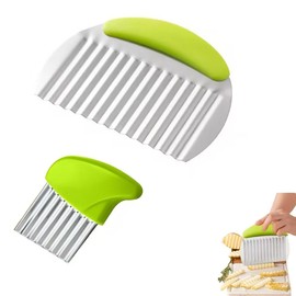 2Pcs Crinkle Cutter for Veggies Stainless Steel Blade Potato Knife Cutter French Fry Slicer Fruit Wavy Chopper