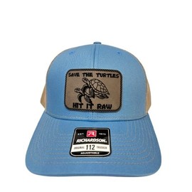 Save The Turtles Hit It Raw Hat - Funny Comedy Hat - Plastic Straws Environment - Beach Hats For Men - Fathers Day Christmas Birthday Gift For Dad Husband Son Boyfriend - Richardson 112 Trucker Hat (Kawki)