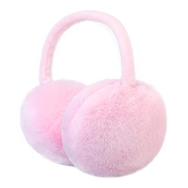RUIKUNA Winter Ear Muffs Women Fuzzy Earmuffs Faux Fur White Ear Warmers Girls Black Warm Ear Covers Fluffy Cute Pink Large (PINK)