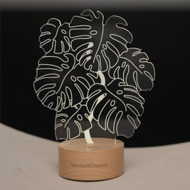 VerdantCharm Monstera Night Light - Soft Baby Night Light for Nursery, Bedroom and Desk | Energy-Saving LED Light, Safe Acrylic Plant Decorative Light