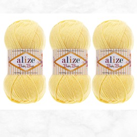 Alize Baby Best Yarn 90% Anti-Pilling Acrylic 10% Soft Bamboo Blend Crochet Hand Knitting Art Lot of 3 Skeins 300gr 786yds (3 Pack, Light Yellow - 250), Pack Of 3