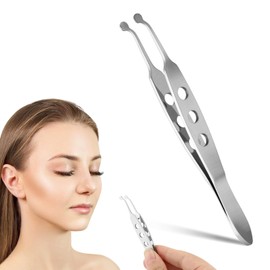 JIANWEI Meibomian Gland Expressor, Eyelid Gland Blockage Unblocking Physiotherapy Tools, Professional Forceps Stainless Steel Eyelid Massage Tweezers for Dry Eyes (Round Tip)