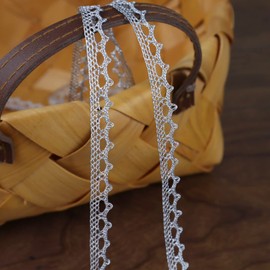 IDONGCAI Metallic Lace Ribbon Sewing Lace Trim Edge Trim Bridal Wedding Sewing Craft (Silver)