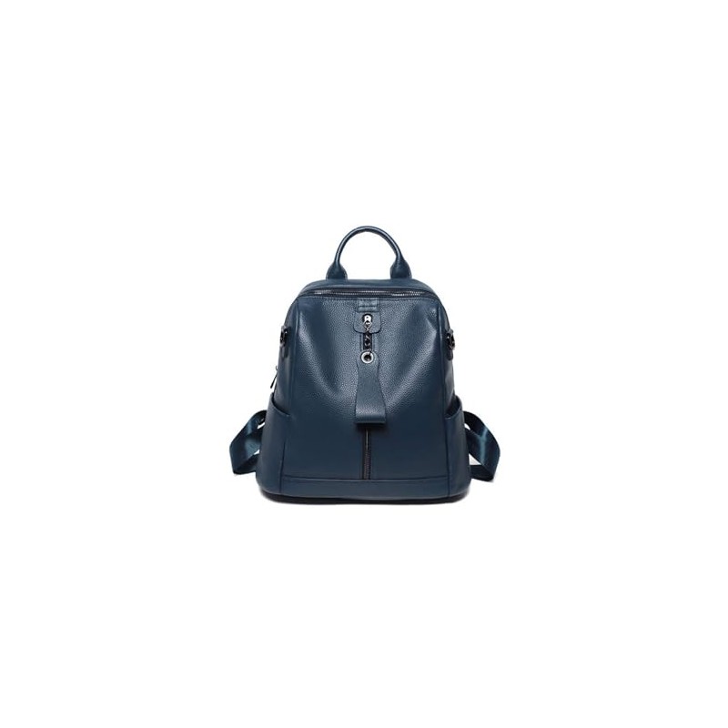 BagDesign Women's Genuine Leather Large Travel School Backpack -NAVY