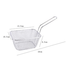 Fry Basket Lot Chip Mini Fry Basket Stainless Steel Fryer Basket Strainer Serving Food Presentation Cooking Tool French Fries Basket (Large Primary Color)