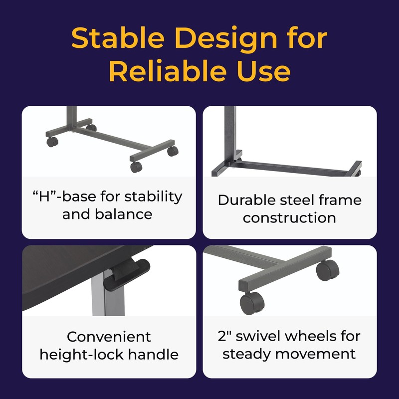 Drive Medical Overbed Table with Wheels - Secure Height Adjustment