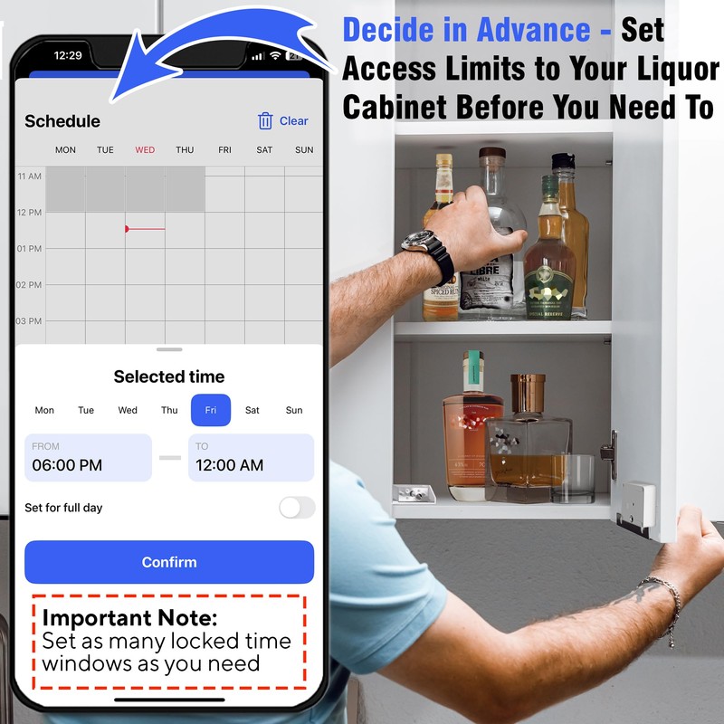 Habit Control Schedule Timed Lock - Bluetooth Hidden Cabinet &