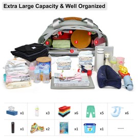 FHELAD Diaper Bag Tote, Large Tote Diaper Bag with 16 Inch Laptop Compartment for Mom, Dry and Wet Compartment Messenger Diaper Bag, Large Travel Crossbody Diaper Tote (Morandi Grey)