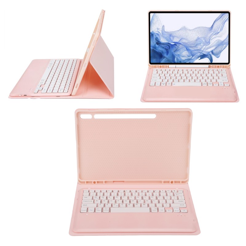 12.4in Keyboard Case 3 Adjustment Stand Detachable Pink Keyboard Case