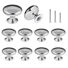 OctinPris 10x Polished Chrome Cabinet Hardware Round Mushroom Knob Drawer Handles 30mm/1.18" for Kitchen Cupboard Furniture Chest Door Dresser Bathroom (Silver)