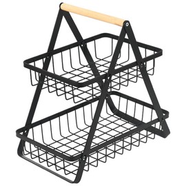 TOMVAES 2 Tier Fruit Basket for Kitchen Countertop Fruit Vegetable Basket Bowl for Kitchen Organizer Storage & Dining Room Fruits Vegetable Storage Detachable Rectangle Basket Storage