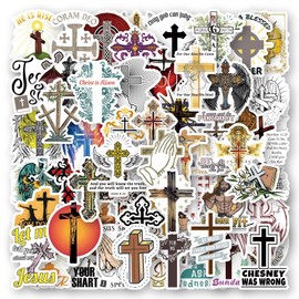 Pack of 60 Crosses Stickers Water Bottles Laptop Phone Guitar Skateboard Computer Suitcase Bicycle Crosses Vinyl Stickers Waterproof Aesthetic Stickers for Teenagers Children Adults