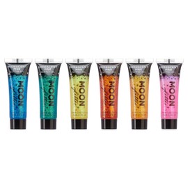 Moon Glitter - Gel with iridescent fine glitter - 12 ml - set of 6 colours - glitter face paint