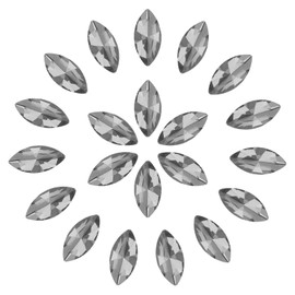 MECCANIXITY 36 Pcs Horse Eye Shape Rhinestones, 9 x 18 mm Point Back Rhinestone Beads for Jewelry Making Crafts Costume Crystal Embellishments, Gray