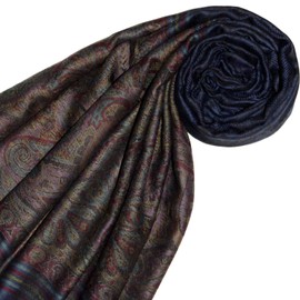 Lorenzo Cana Men's Scarf 100% Cashmere Scarf Cashmere Scarf Men's Scarf Men Woven Multicoloured, Paisley Pattern Black Colourful