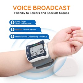 Talking Blood Pressure Monitor, Blood Pressure Monitors for Home Use, Blood Pressure Machine with Voice Broadcast, Wrist Blood Pressure Cuff 5.3"-8.5" | LotFancy