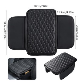 BlinBlin Car Center Console Storage Cover, Car Armrest Pad, Leather Car Center Console Pad, Car Armrest Pad with Storage Pockets on both Sides, Suitable for most Cars