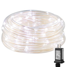 Lighting EVER 33 ft 100 LED Outdoor Rope Lights Cool White 6000K, 1/4 in Pencil-Size, Flexible Waterproof Tube String Lights for Deck Railing, Patio Ground, Garden Yard Lawn, Fence, Balcony