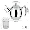 Stainless Steel Teapot, 1.5 L Stainless Steel Kettle/Teapot with Filter,