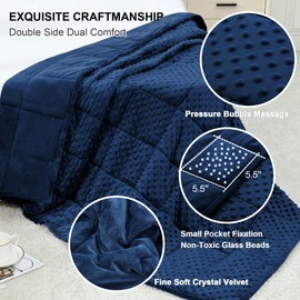 Alomidds Weighted Blanket for Adults, Weighted Blankets Queen Size 60"x80",15lbs, Cooling Breathable Soft and Comfort Minky, Heavy Blanket Microfiber Material with Glass Beads,Navy