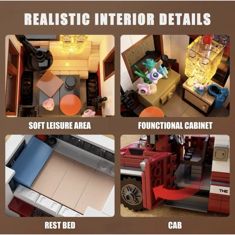 TYCOLE Camper Van Building Block Set, 880 PCS, With Outdoor