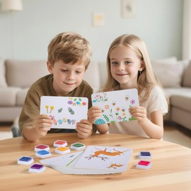 Finger Paint Set Non-Toxic Finger Stamps with Book Colouring Book & Stamp DIY Finger Paints for Children from 3 Years Gift for Girls Boys 12 Colours