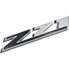 2Pcs Z71 Rear Trunk Emblems Door Side Sport Car Badge Compatible with Chevy 5 Inches Long (Chrome Black)