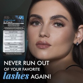 Ardell False Eyelashes Knot-Free Individuals Short Black, 6-Pack (contains 6 packs of lash trays with 56 Individual Lashes each)