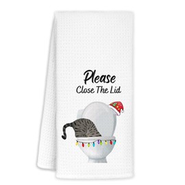 Jvpke Merry Christmas Cat Towel for Bathroom, Cat Decor, Cat Towels for Cat Lovers, Cat Funny Hand Towels for Bathroom, Cat Bathroom Decor, Cat Gifts for Women Cat Lovers, 16x24 in