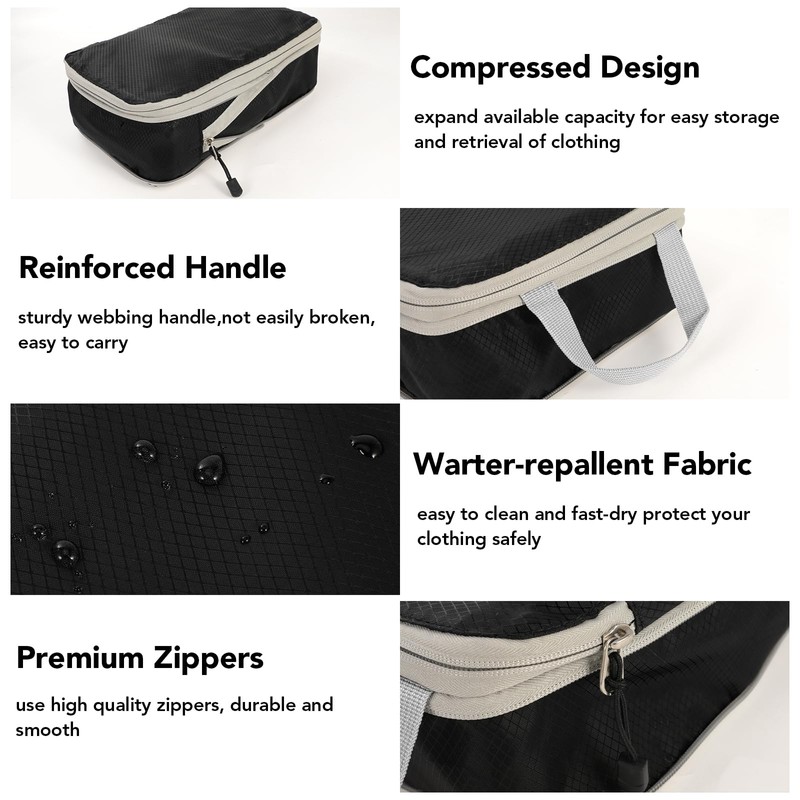 Packing Cubes, Compression Organisers Packing Bags Travel Packing Cubes for