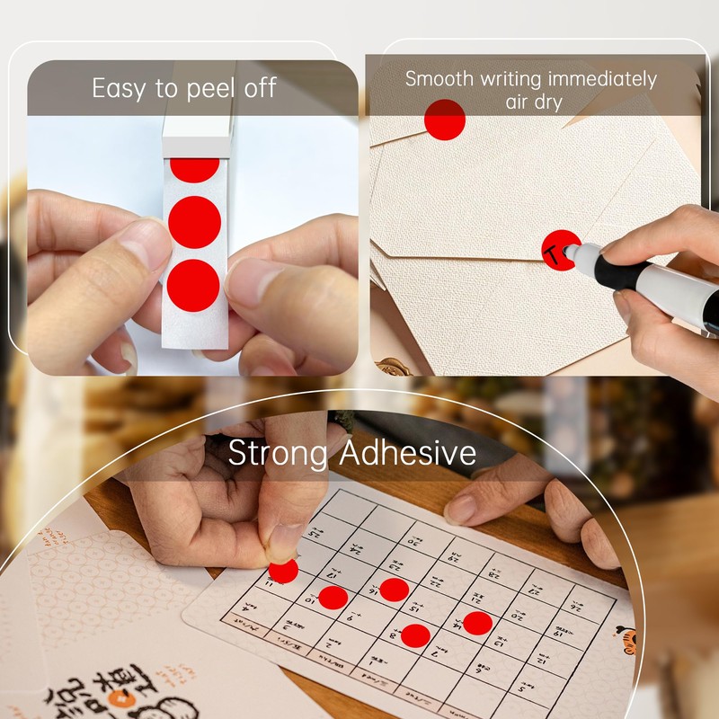 PARLAIM 1000 Pack 0.5 inch Diameter Round Dot Stickers, Red