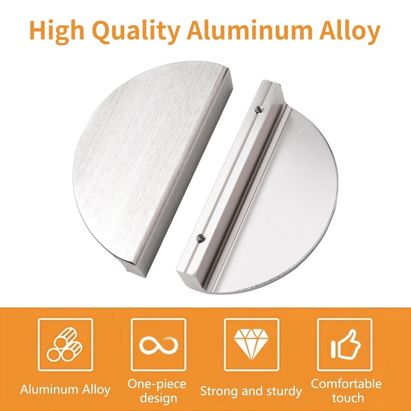 MOROBOR Half Moon Drawer Handles, 4PCS Brushed Nickel Semi Circle